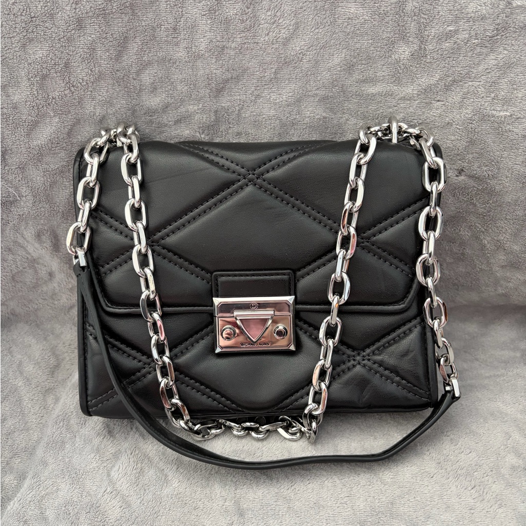 Black Quilted Chain Shoulder Bag